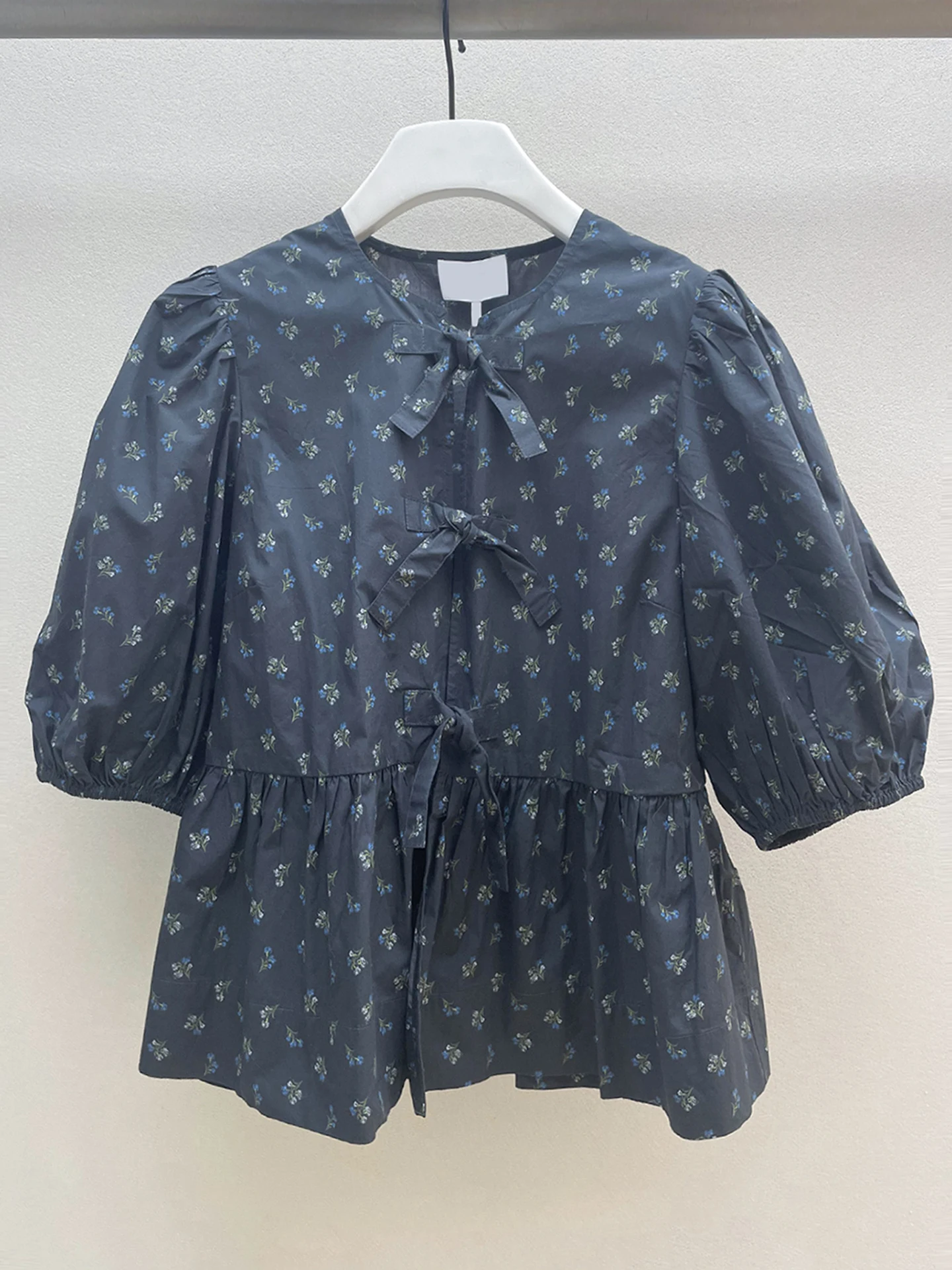 

South Oil High-End Women's Summer Floral Print Bubble Sve irt Top plus f Skirt Set Faionable Polyester Fiber round ...