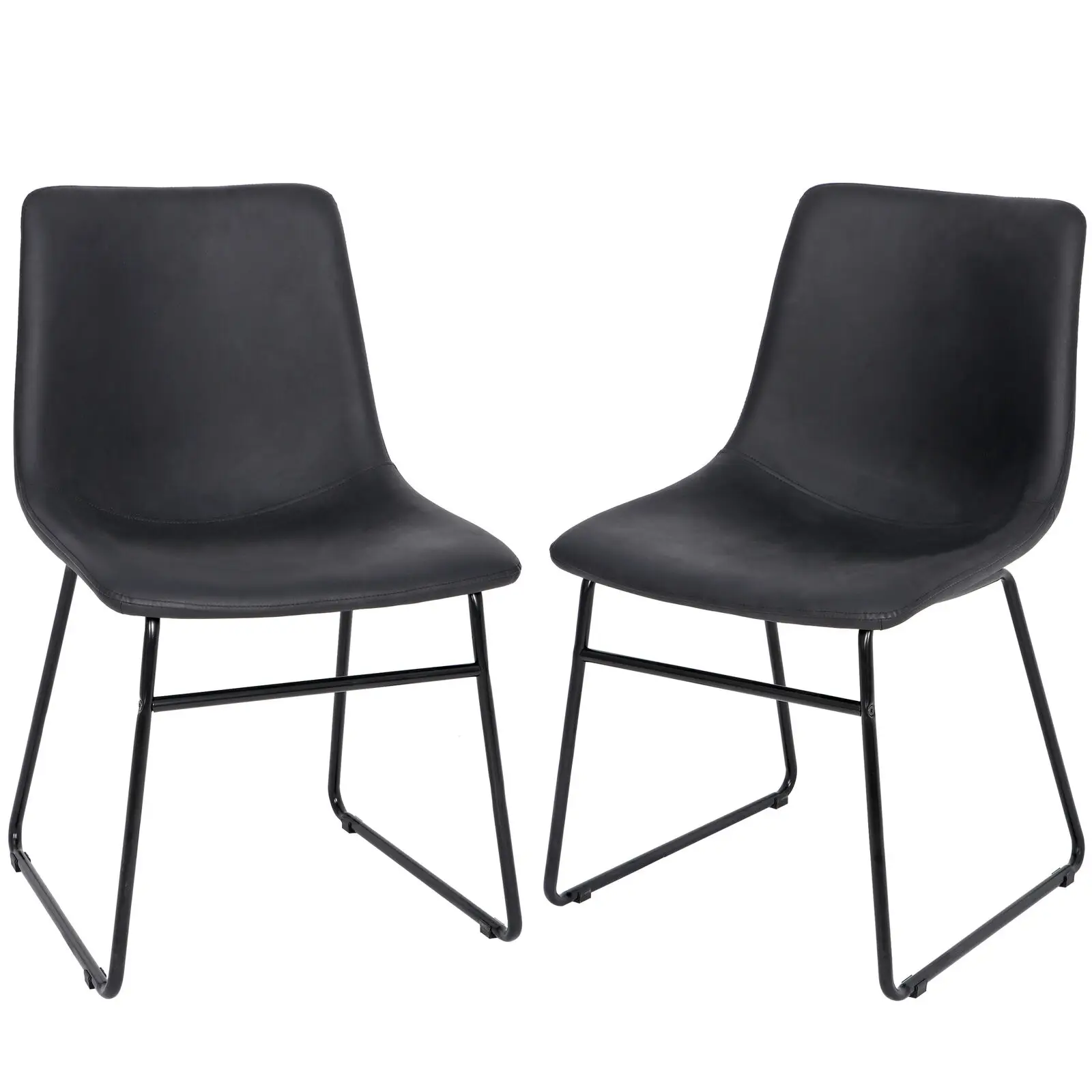 

Set of 2 Dining Chair Modern PU Leather Side Chair for Kitchen Dining Room Black