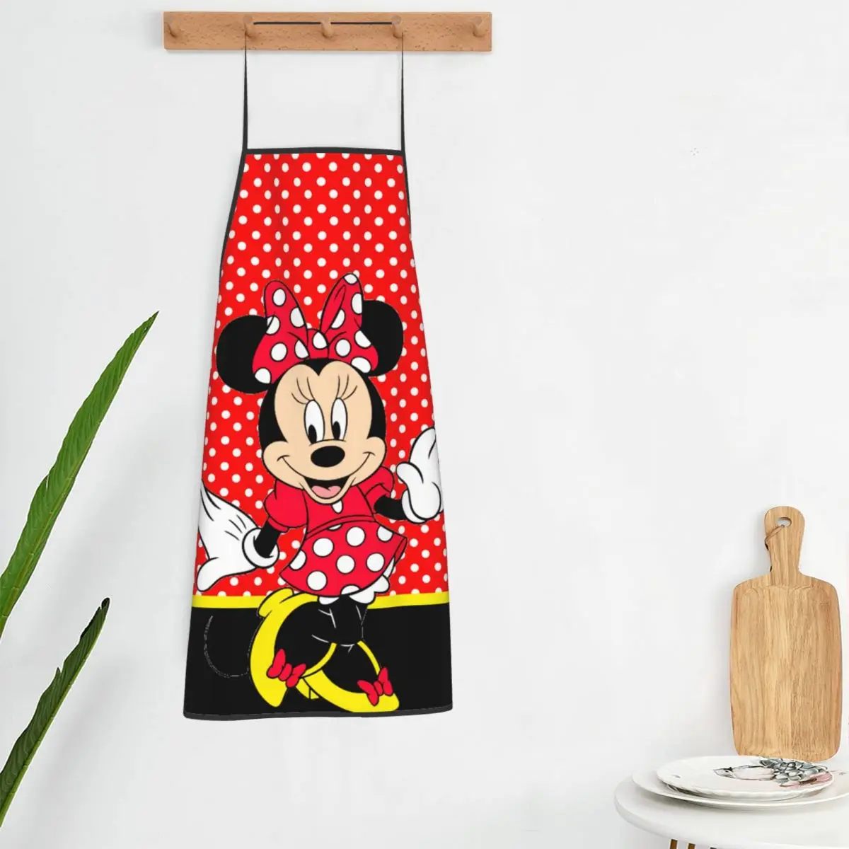 Custom Unisex Minnie Mouse Polkadot Anime Kitchen Chef Cooking Baking Apron Women Men Tablier Cuisine for Gardening