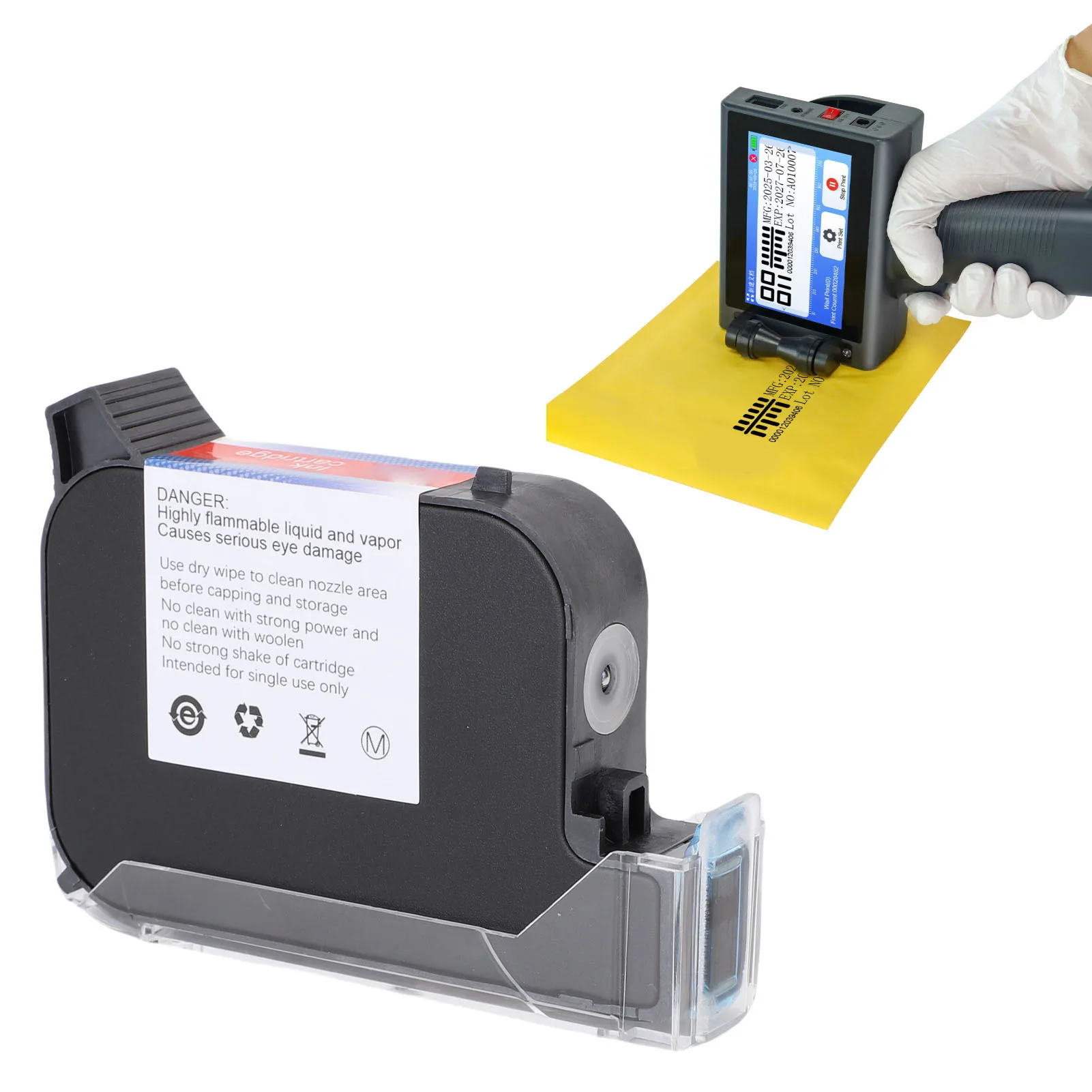 

300SIUT 42ml Quick Dry Solvent Ink Cartridge 12.7mm Replacement for Handheld Inkjet Printer Quick Dry Solvent Ink Cartridge