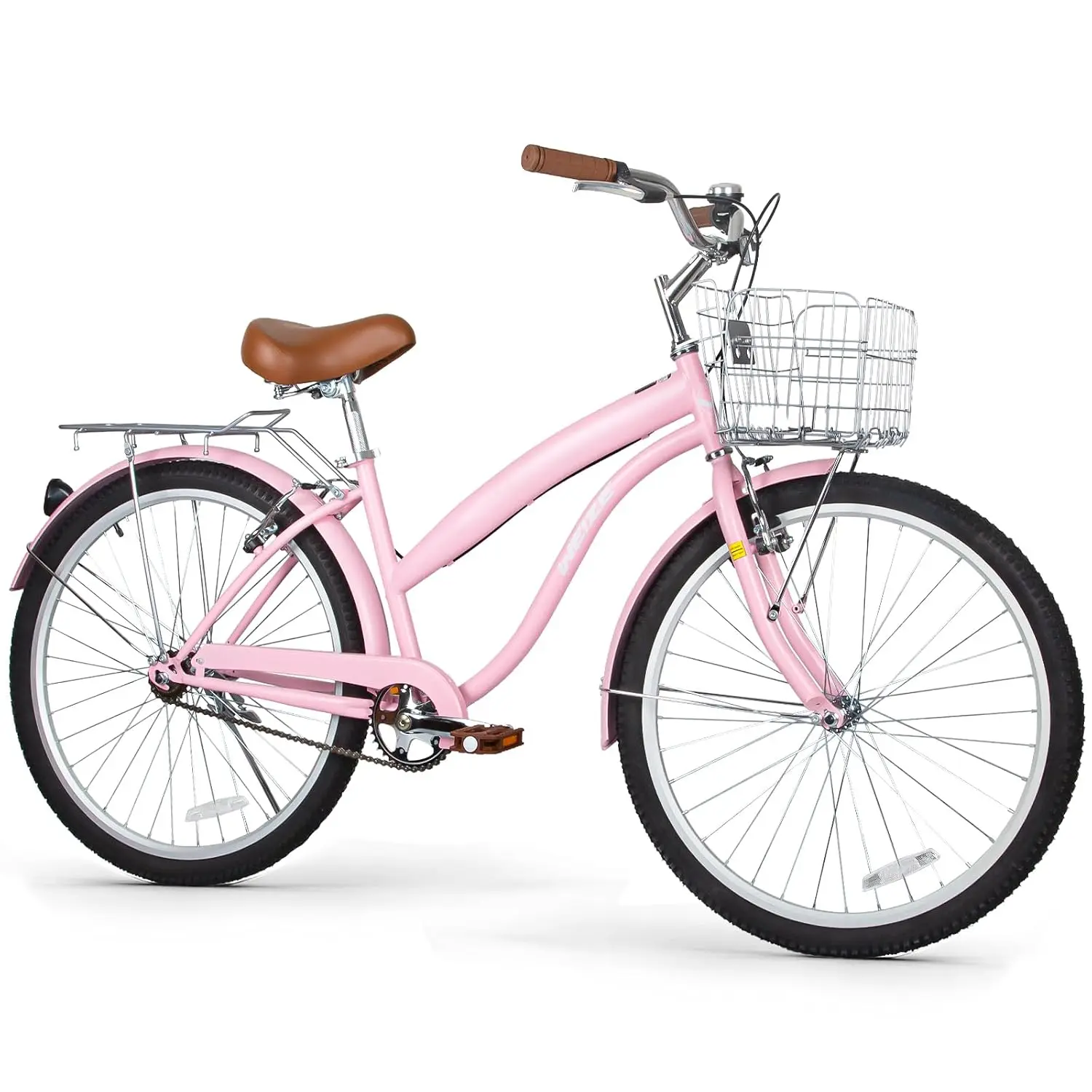 High Carbon Steel, Front and Rear Fenders, Rear Rack, Basket, Comfortable Ergonomic Upright Design, Multiple Color