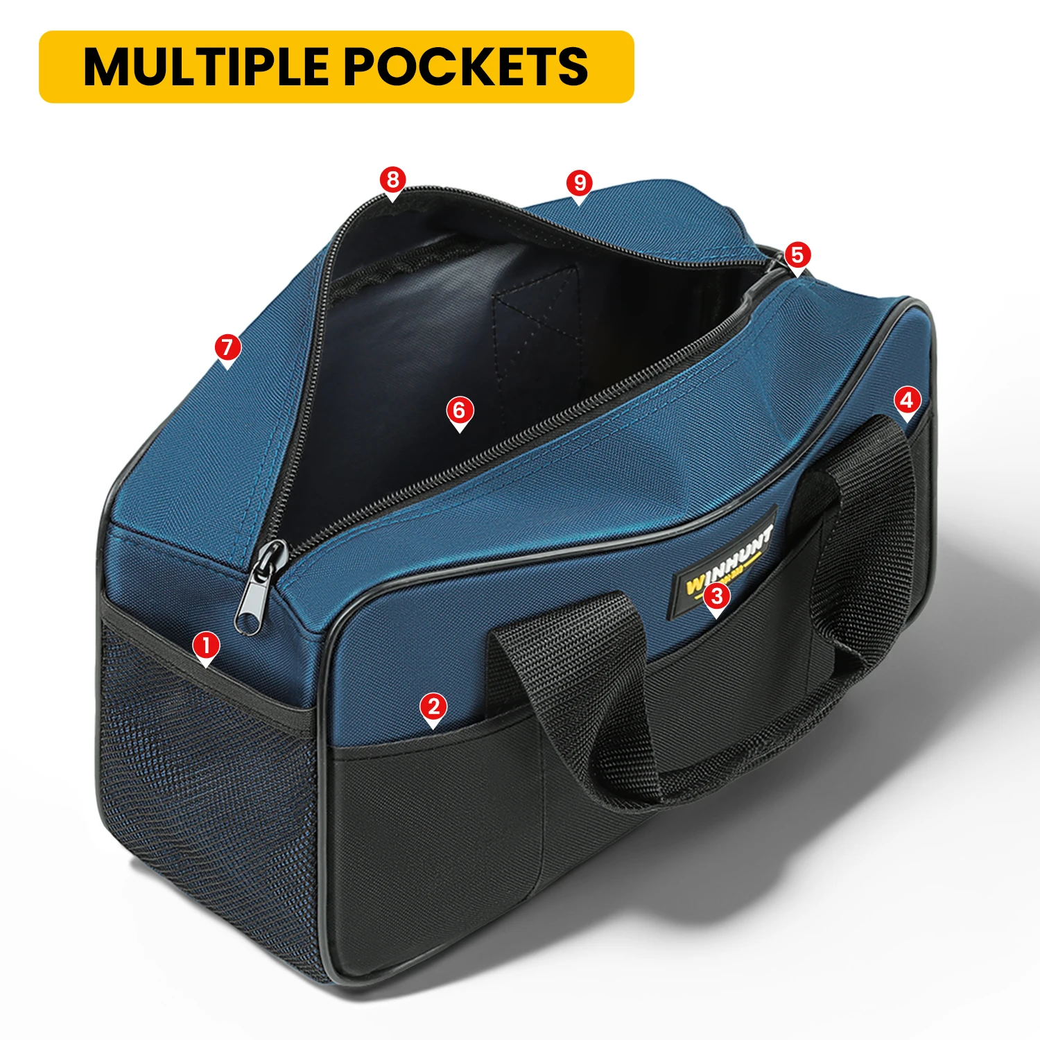 Tool Bag, Heavy Duty Storage Organizer with Multiple Pockets, 14 Inch Small Tool Tote Bag, Wide Mouth For Man/Woman