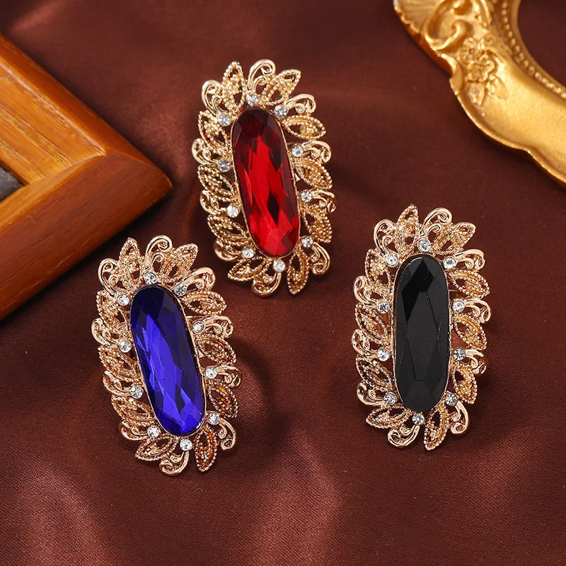 

Многоцветное кольцо Blue Faion в стиле ретро с большим драгоценным камнем, женское кольцо с преувеличенным указательным пальцем, аксессуар Sli для модных людей