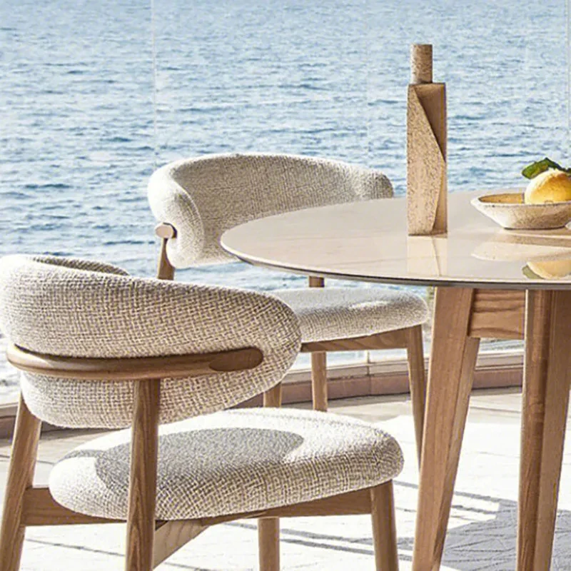 Woodiness White Dining Chairs Modern Velvet Ergonomic Luxury Nordic Chair Designer Cushion Meubles De Chambre Home Furnitures