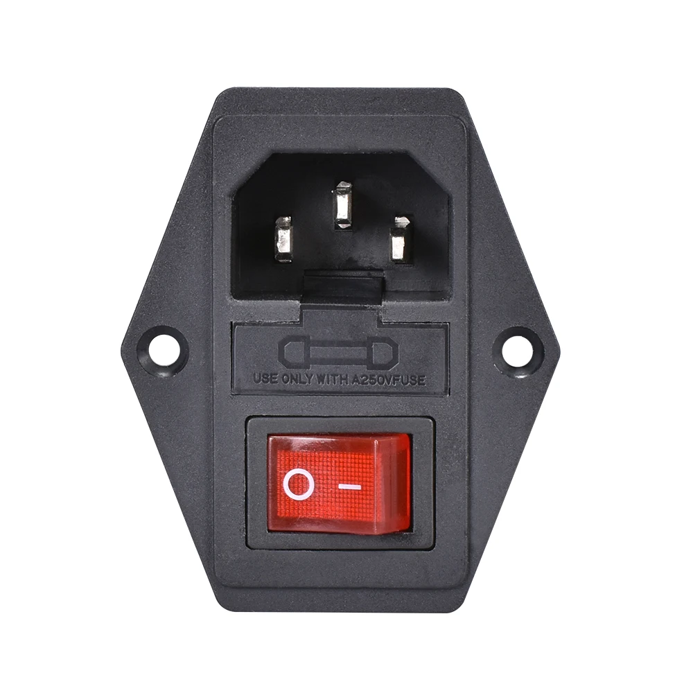 10A250V Einlassmodul Stecker Wippschalter Netzschalter AC Steckdose mit rotem Dreifach-Wippschalter Fused Modul Stecker für 3D-Teil – Detail 14