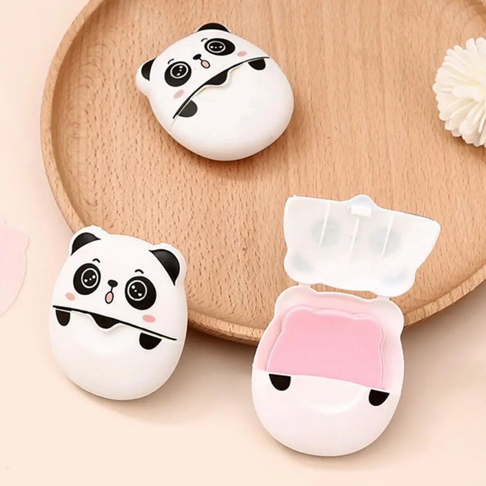 50Pcs Dissolves in Water Allergy Free Wash Hand Cute Panda Scented Slice Sheets Scented Soap Slices Students Children