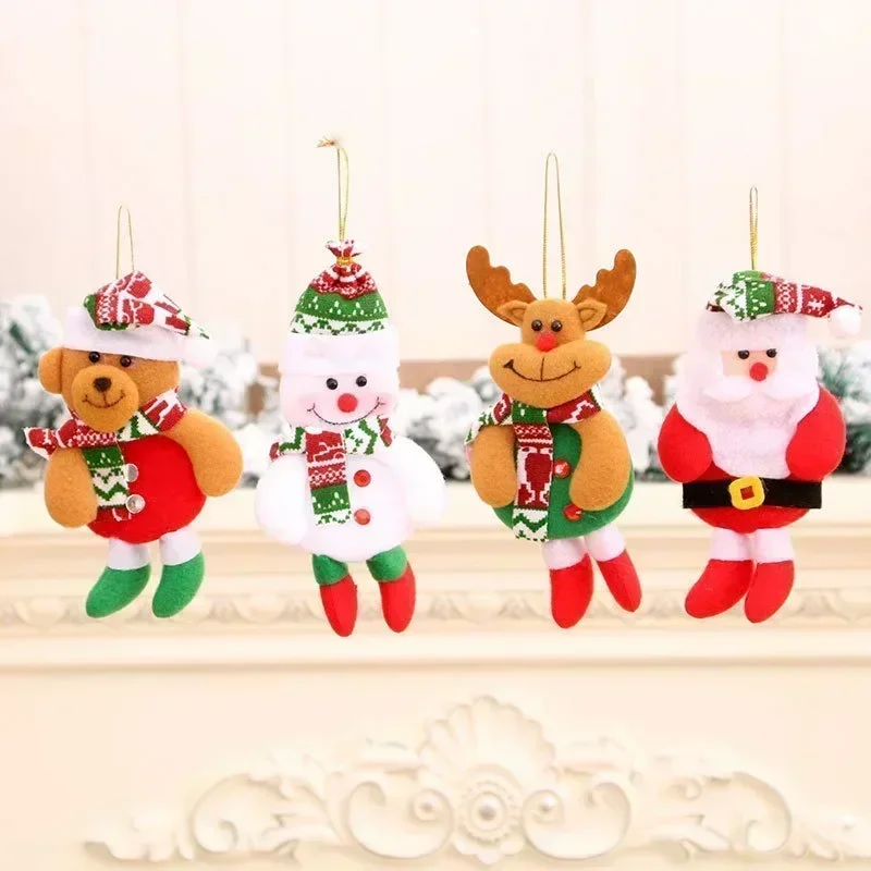 4pcs 2024 Merry Christmas Ornaments Christmas Gift Santa Claus Snowman Tree Toy Doll Hang Decorations for Home Enfeites De Natal