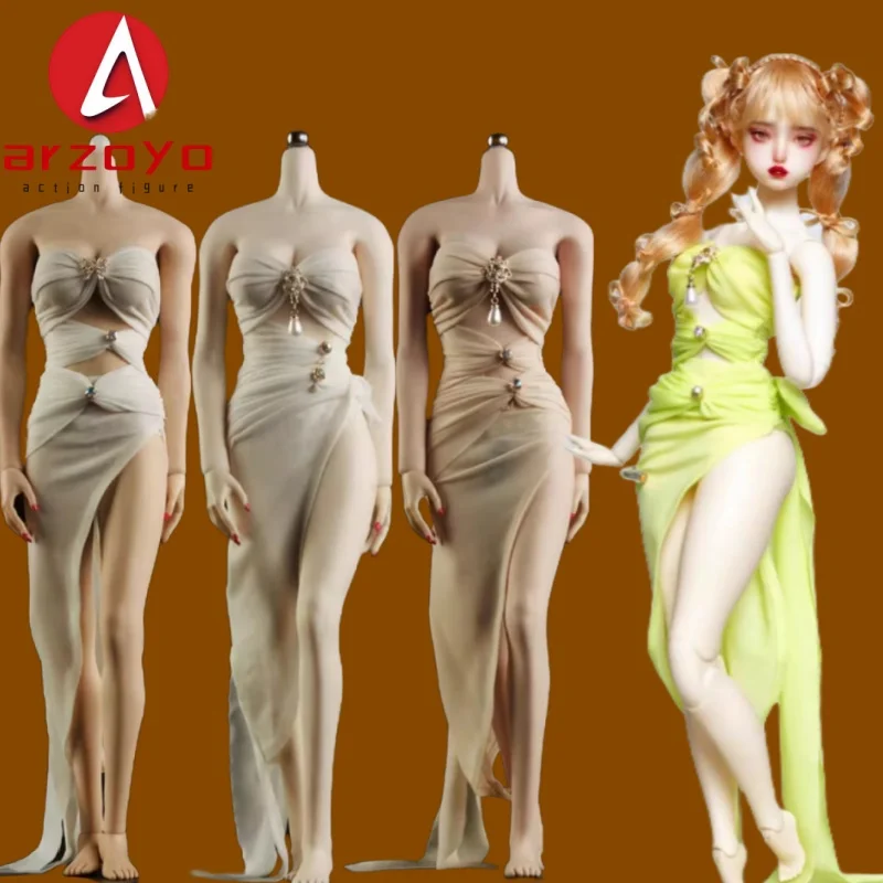 

JO21X-46 1/6 женщина-солдат, сексуальное платье без бретелек с глубоким вырезом, длинная юбка, модель одежды, подходит для 12-дюймовой экшн-фигурки, кукла