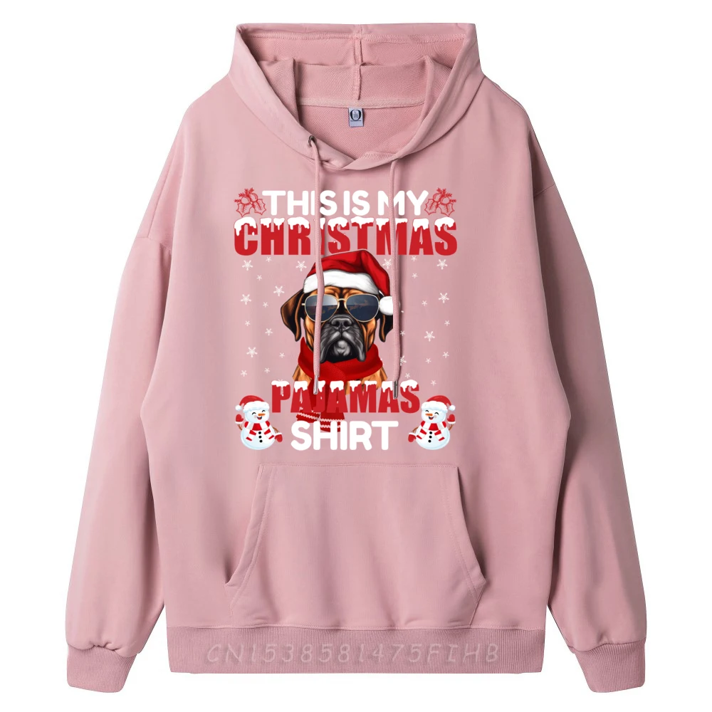 Boxer Dog Lover Christmas Pajama Reindeer Xmas Matching Designer Hoodies Men's Shirts Vaporwave
