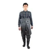 waterproof-overall-fishing-pants-with-boots-half-length-rain-pants-and-shoes-zhen'an-3511-universal-men-women-outdoor-camping