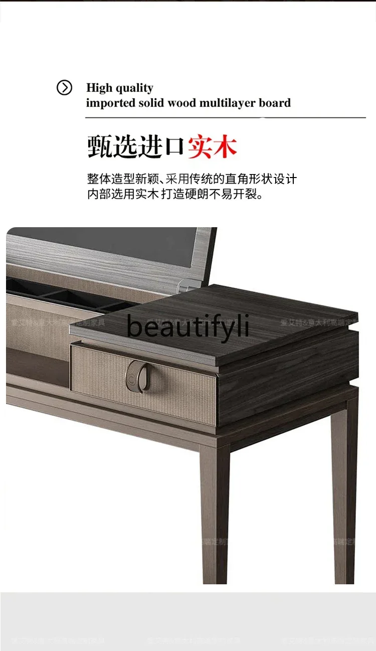 

Asmt14 New Italian minimalist flip dresser with makeup mirror desk integrated Nordic bedroom makeup table
