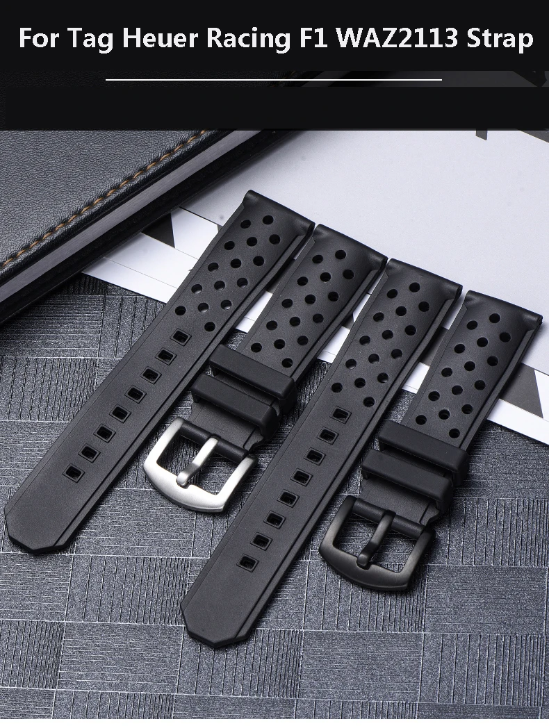 22mm Silicone Watch Strap for Tag Heuer Racing F1 WAZ2113 Sports Watch Series Accessories Rubber Silicone Men Watch Band