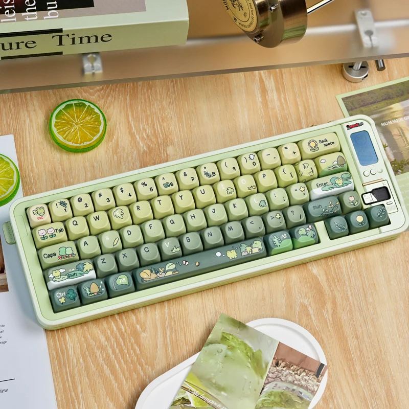 Rainy Froggy Cute Keycaps Set,132 Keys Custom MOA Profile GMK Double Shot PBT Key Caps For MX Mechanical Keyboard 60% 75%
