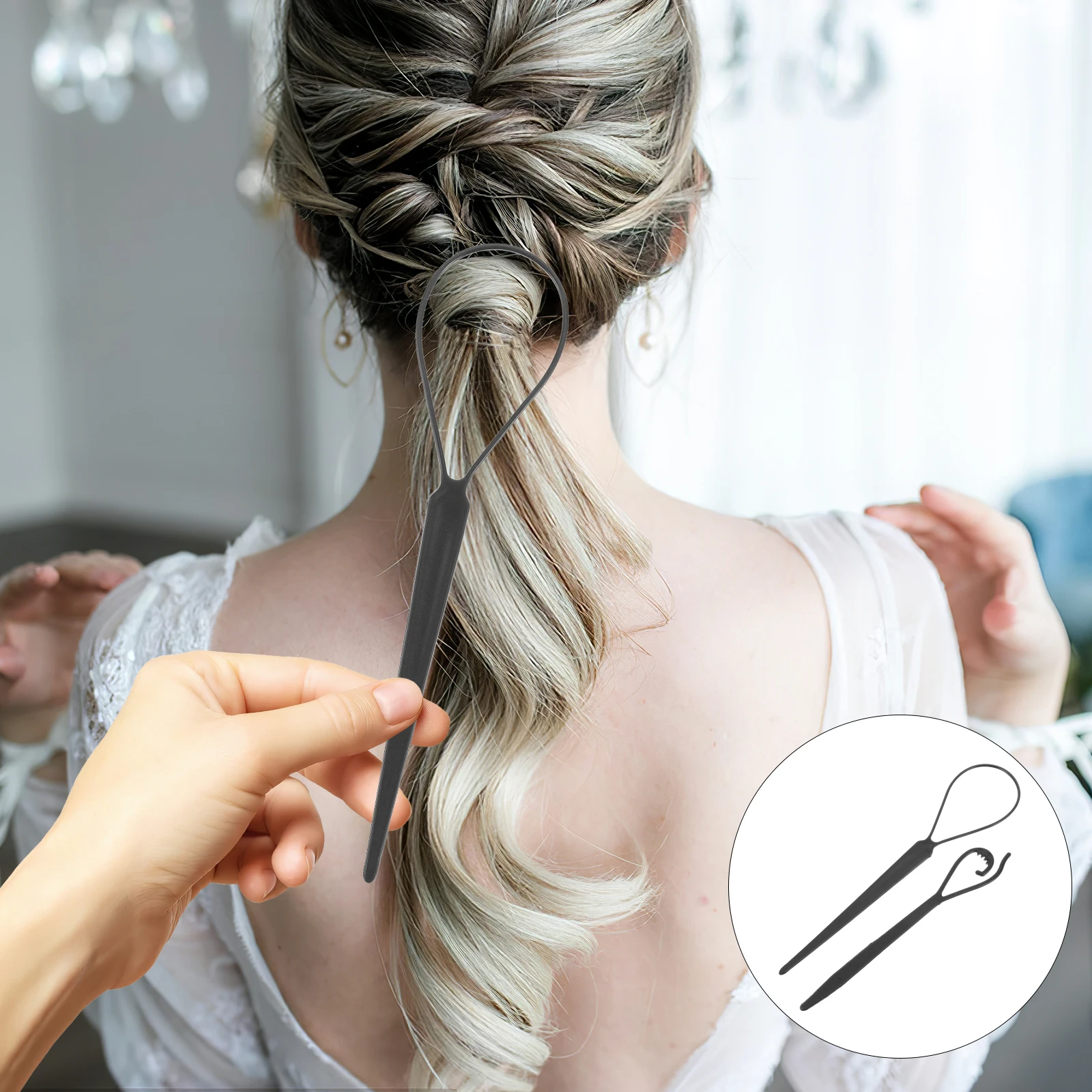 

2pcs Needle Accessories Styling Tool for Women Braiding Ponytail Hair Pull Through Acrylic Material Long Lasting Use Reliable