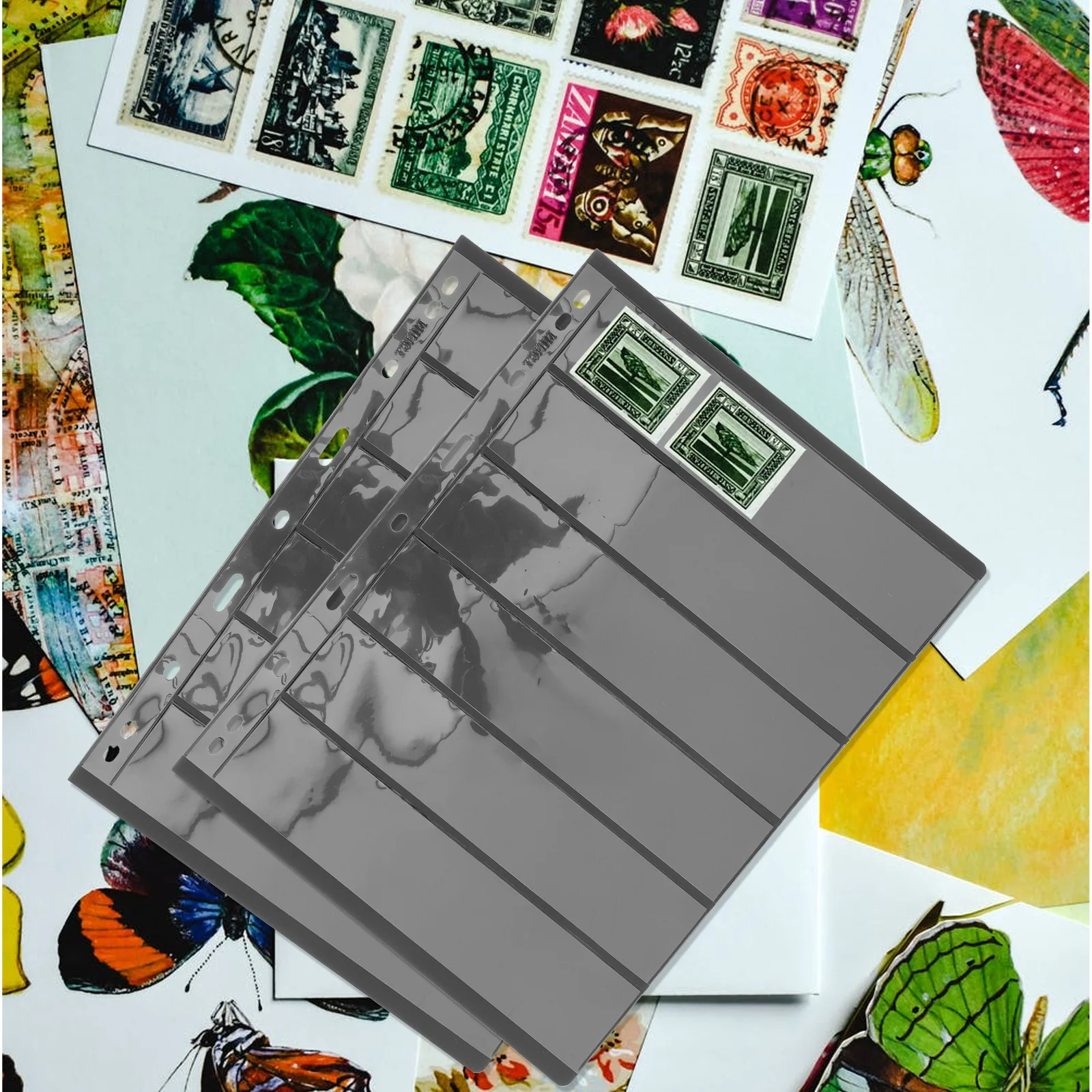 

10pcs Stamp Stock Pages Transparent Loose-Leaf Holder For Coin Card Collectors Album Storage Organizer Stamp Collecting Supplies