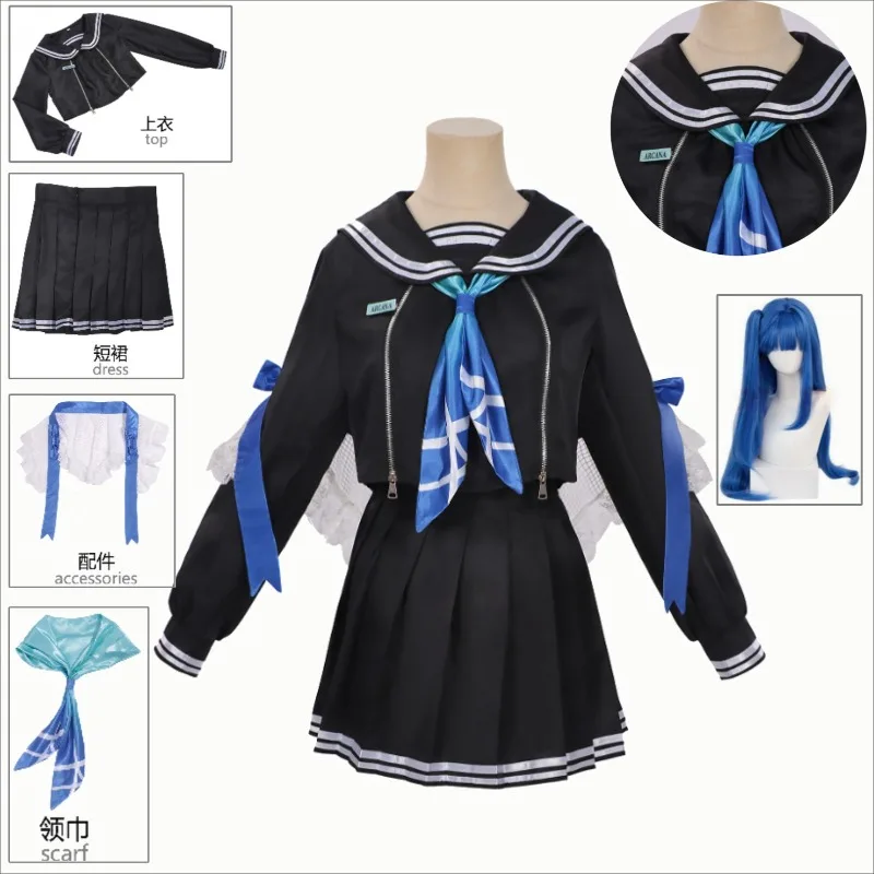 

Bittersweet Arkana Cosplay Costume JK School Uniform Navy Blazer Plaid Skirt Performance Outfit for Women Halloween