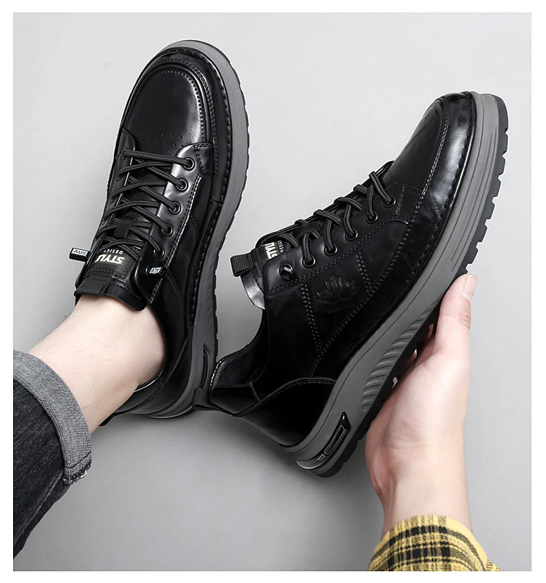 Luxuriöse Echtleder-Herrenschuhe für Business und Freizeit, Hochwertige Modische Schnürschuhe für Büro und Outdoor-Aktivitäten, Herren-Sneaker – Detail 10