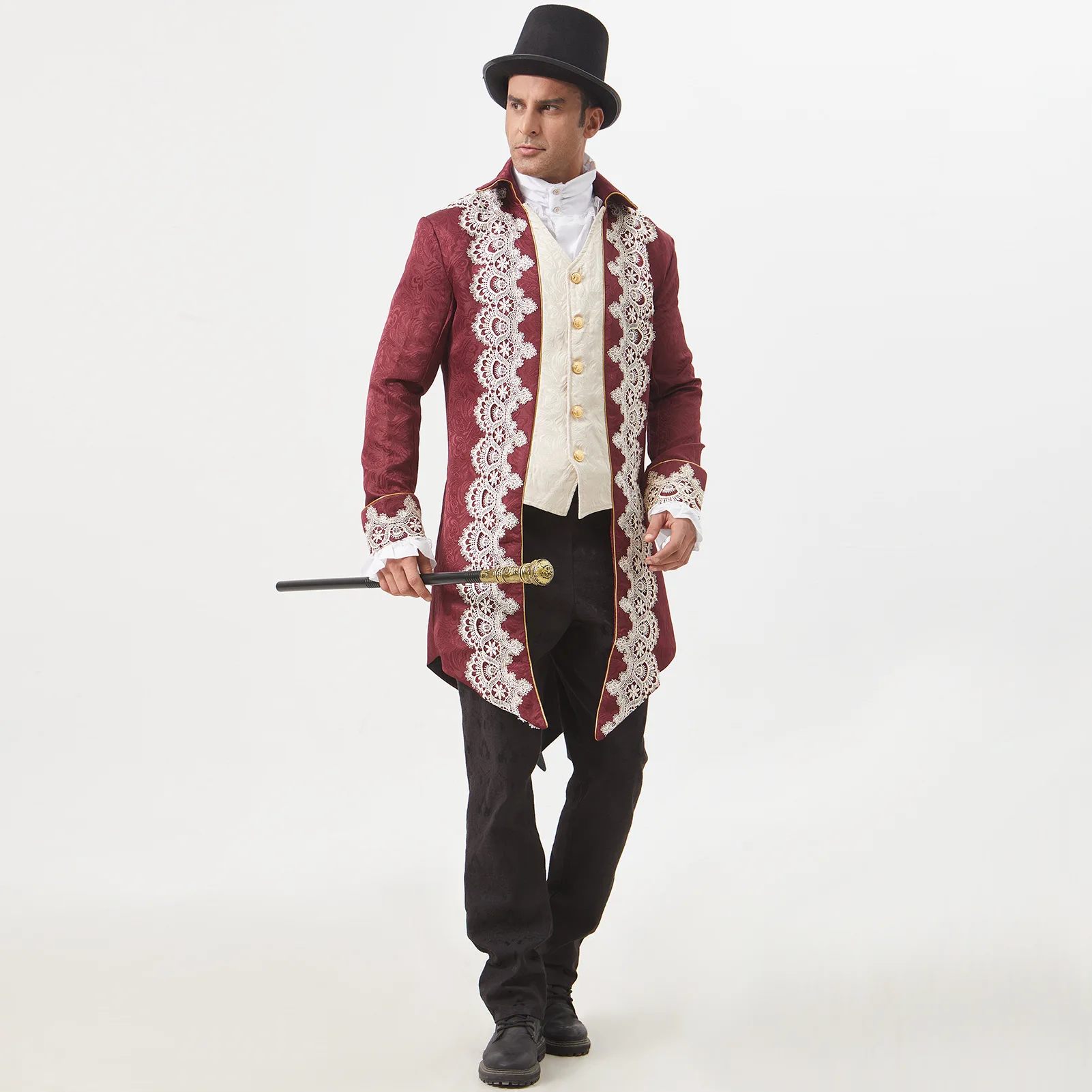 Giacca medievale punk di media lunghezza da uomo Cappotto gotico vittoriano dell'era