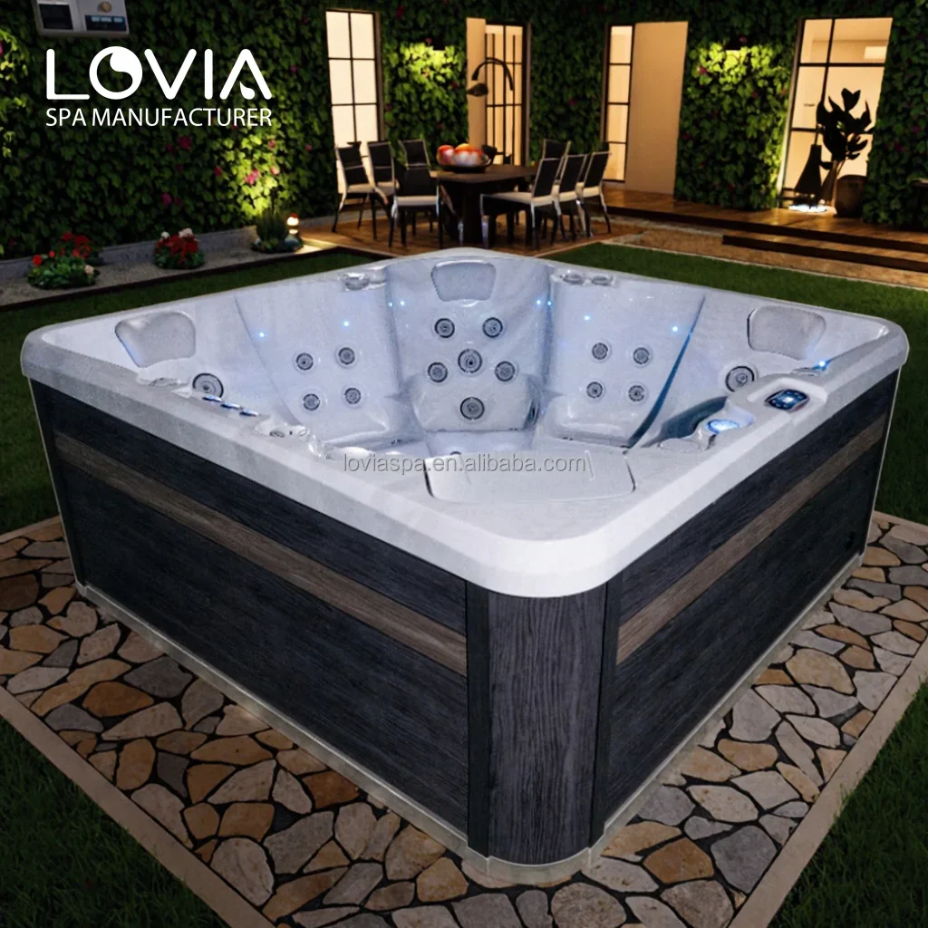 Jacuzzi de Alta Calidad al por Mayor para Cinco Personas, Tinas de Hidromasaje, Jacuzzi para 5 Personas con 2 Reposacabezas