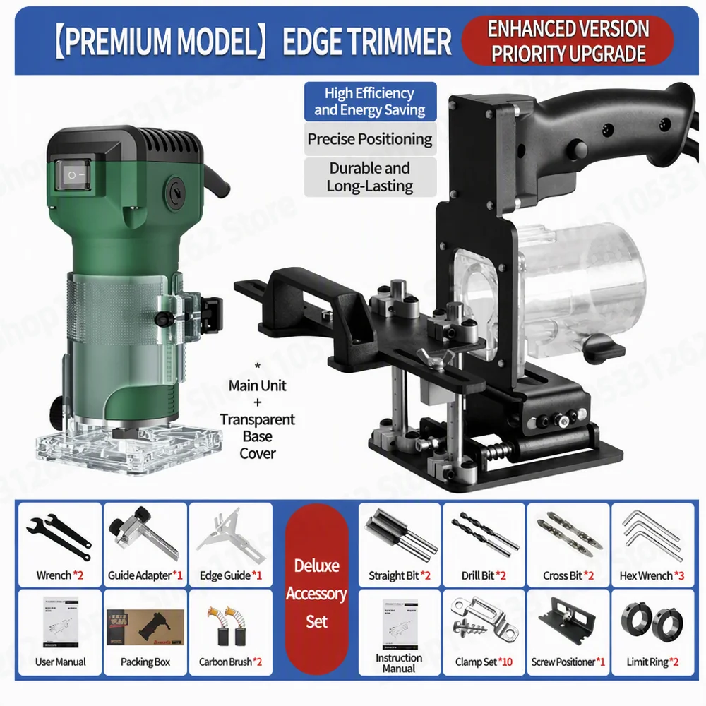 2-in-1 Invisible Connector Slotting Jig Kit Woodworking Router Slot Guide with Router Bits for Cabinet Hinge Hole Drilling