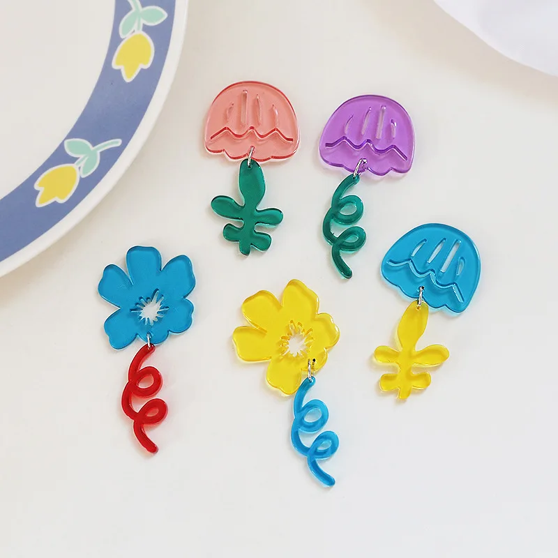 10pcs Transparent Acrylic Pendant Charms Flower Hollow Jewelry Pendant Diy Jewelry Making Findings Handmade Necklace Earrings