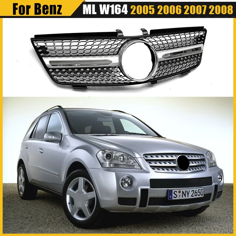

Решетка переднего бампера для Mercedes Benz ML W164 2005 2006 2007 2008 ML320 ML350 ML500 Diamonds Style Racing Grill Mesh Tuning