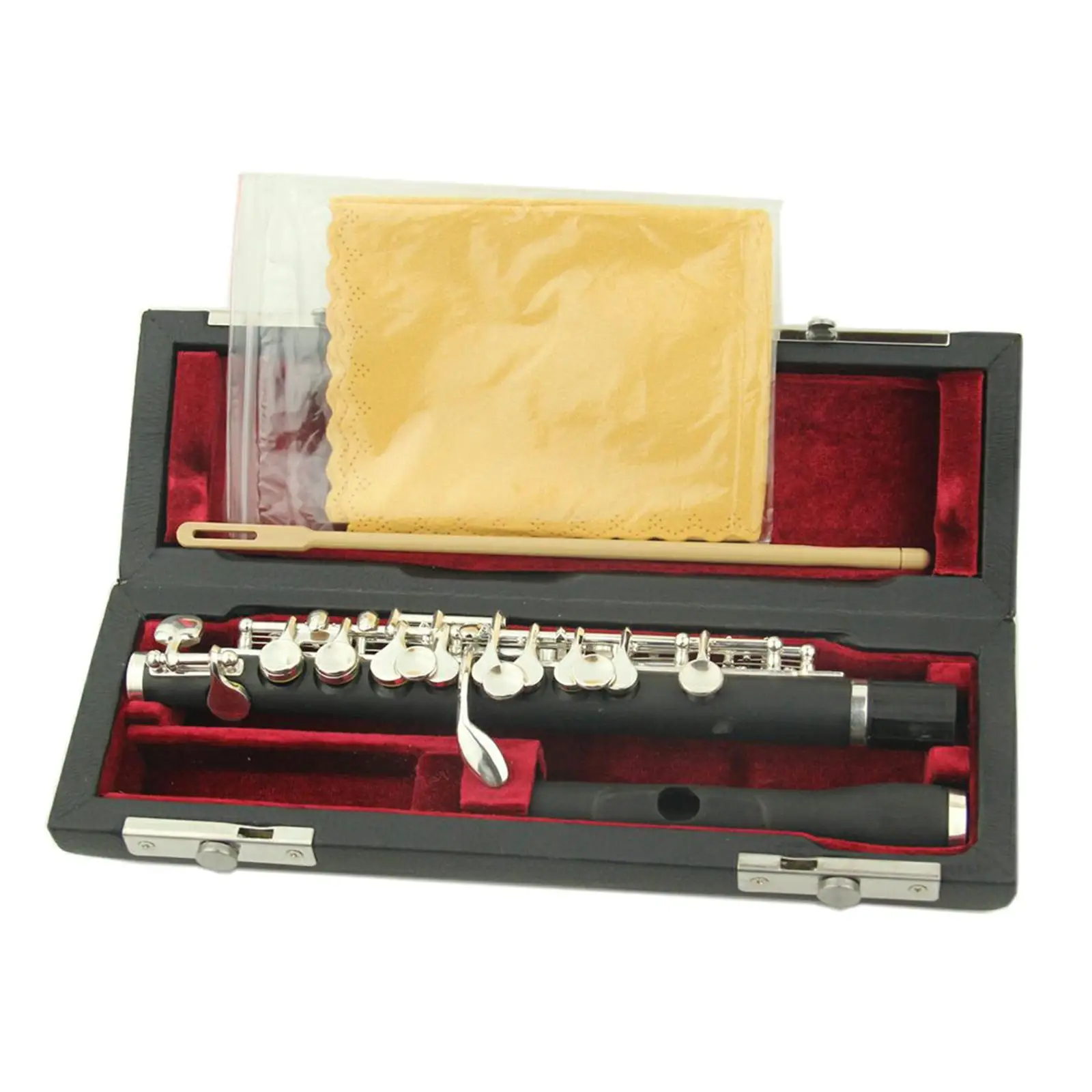 Key of C Piccolo Flute Instruments And Wooden Case Cleaning Rod Screwdriver