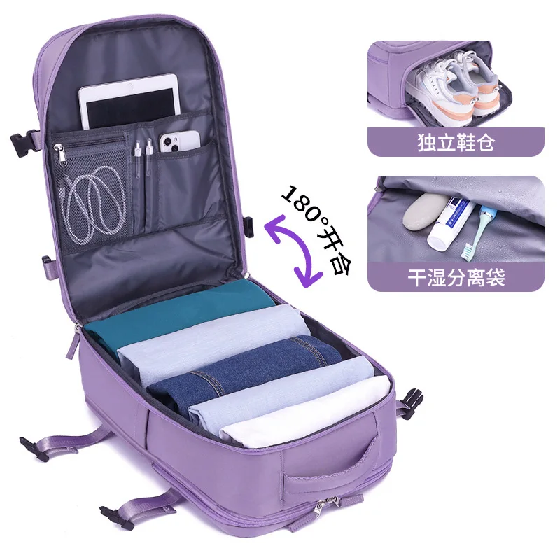 Expandable Business Travel Backpack Airline Approved Carry-On Bag with Shoe Compartment USB Charging Large Capacity Backpacks