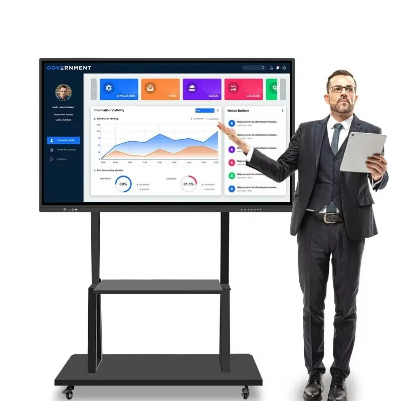 

55 65 75 86 98 110 inch Android 14 48 MP Camera Operation Wall Mount Free Stand Interactive LCD Whiteboard IFPD Touch Screen
