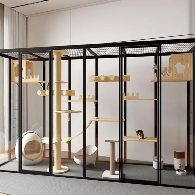 

Cat Villa Household Space Cat House Cat House Cat Nest House Panoramic Glass Indoor Cat Room Pet Display Cabinet