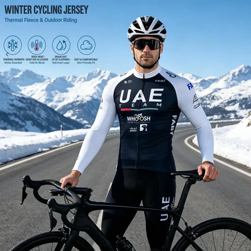 UAE UAE Man's Winter Cycling Clothing Long Sleeves Winter Thermal Fleece Cycling Jersey Set Outdoor Keep Warm Road Bike Sportswear - Aliexpress Deal