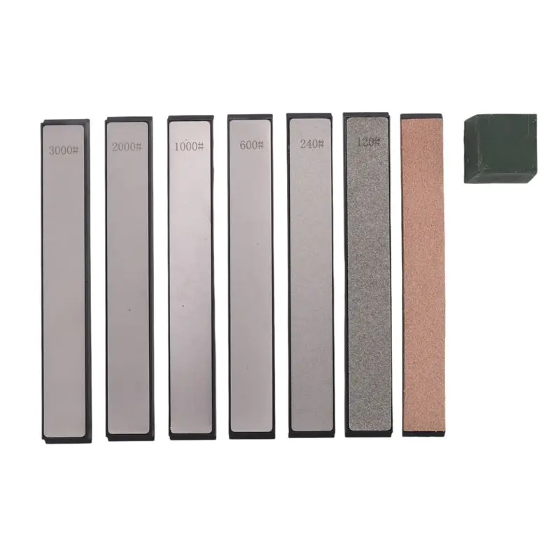 AEE4- Sharpening Stone,6 Whetstone-120/240/600/1000/2000/3000,1 Strop,1 Polishing Paste For Fix-Angled Knife Sharpener
