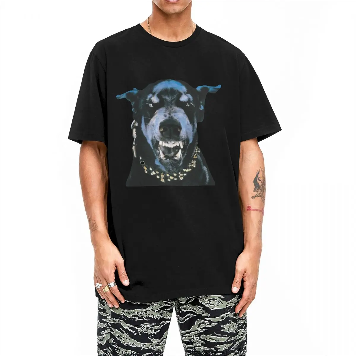 Scary Bulldog T-Shirt for Men Women Gabber Hardcore Hell Vintage 100% Cotton Tee Shirt Crew Neck T Shirts Gift Idea Clothing