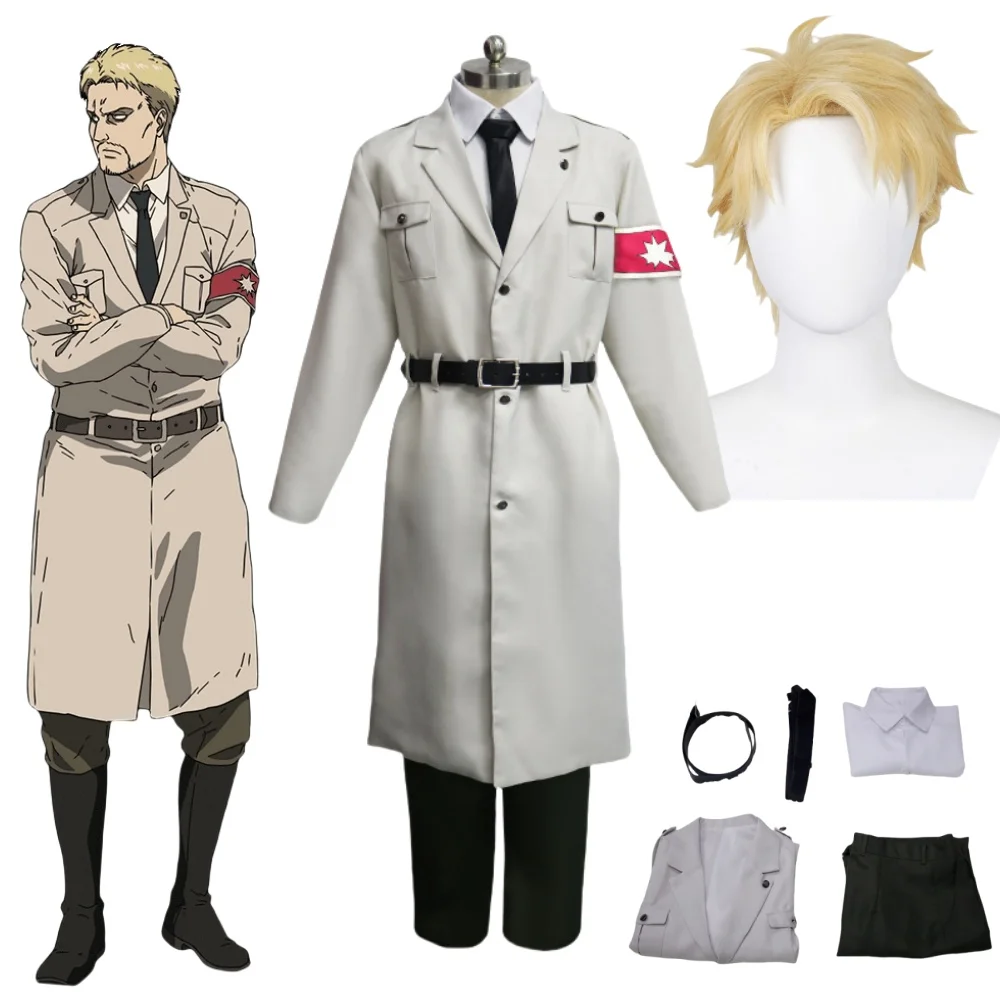 Reiner Braun Cosplay Anime Titan Costume Wig Cosplay Marley Officer Uniform Halloween Clothes