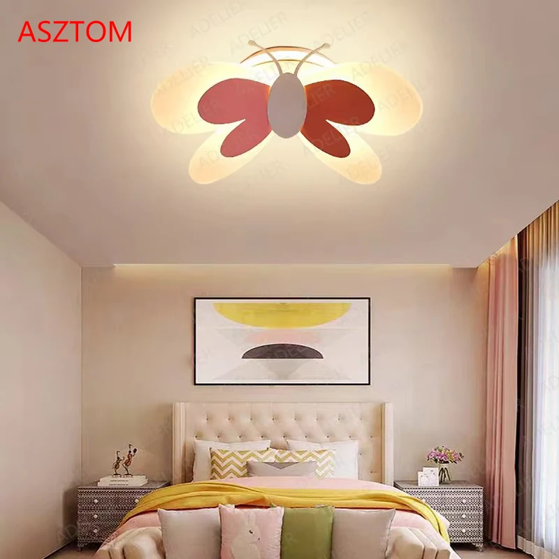 

Pink Butterfly Ceiling Light, Girl's Room Light, Living Room Bedroom Home Decoration Lighting Fixture