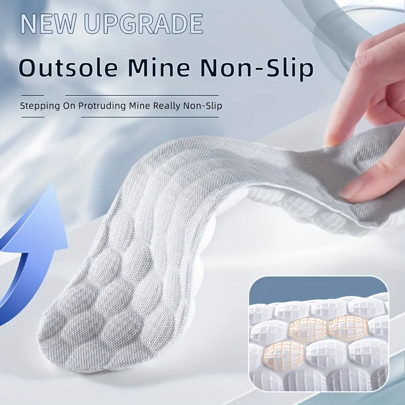 4D 정형외과 스포츠 깔창 부드럽고 통기성 높은 고탄성 충격 흡수 러닝화 패드 남녀 공용 라텍스 마사지 깔창