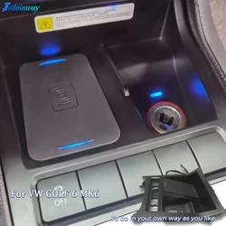 Car Charging Panel Wireless Charger Pad For VW Golf 6 MK6 2013 Scirocco Sagitar Golf 5 MK5 2008 Phone Holder Mobile Mount Trim