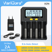 VariCore VCP4 LCD Smrt Battery Charger Test Capacity for 3.7V18650 21700 26650 Li-ion 3.2V LiFePO4 32700 32650 1.2V Ni-MH AA AAA