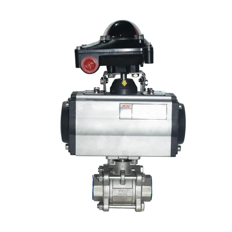 

3/4" Pneumatic Ball Valve With Limit Switch Signal Feedback Three piece High Platform Stainless steel Q611F-16P Double Acting