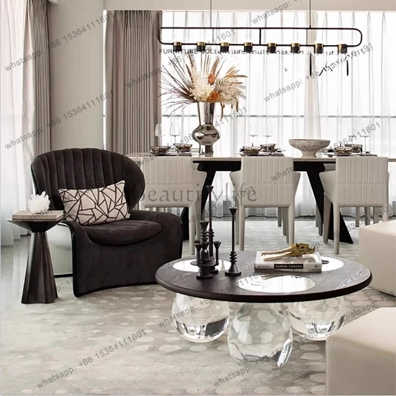 Modern fashion designer creative handmade living room home villa crystal round coffee table