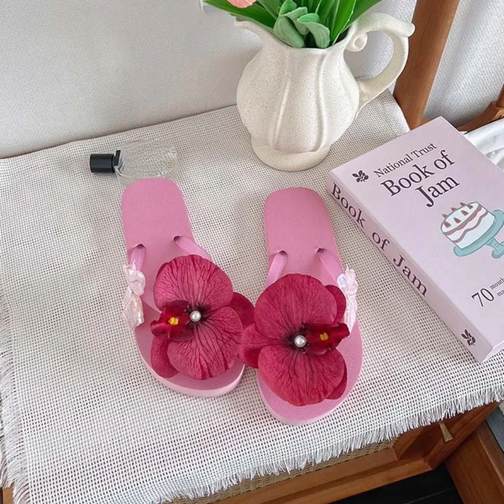 

Сладкие каникулы, шлепанцы с цветами, водонепроницаемые пляжные сандалии с орхидеей и мотыльками, мягкие плоские тапочки с орхидеей-бабочкой для плавания
