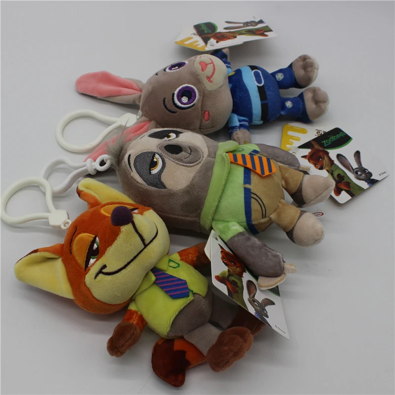 1piece Disney Zootopia Nick Wilde Judy Hopps Sloth Plush Pendant Toy Kawaii Soft Stuffed animal Dolls 13CM Bag KeyChain Kid Gift