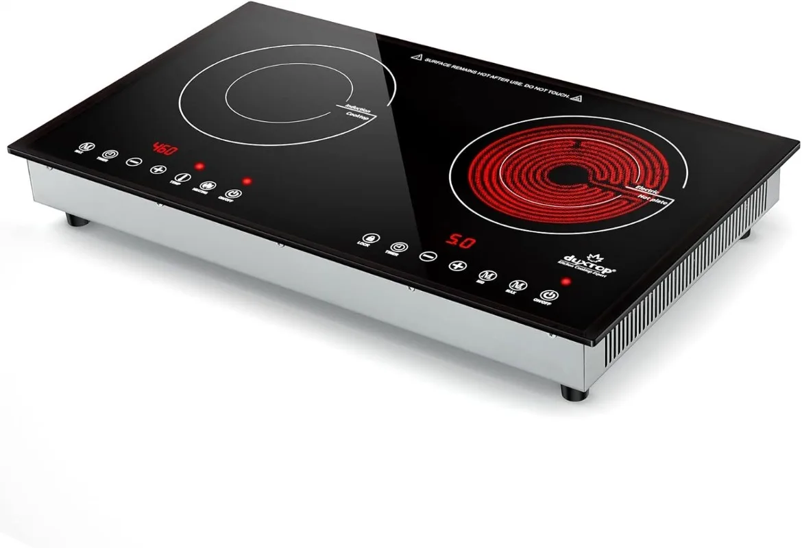 

1800W Induction Cooktop 2 Burner,Built-In Induction Burners,Double Induction and Infrared Cooktop,Electric Hot Plate for Cooking