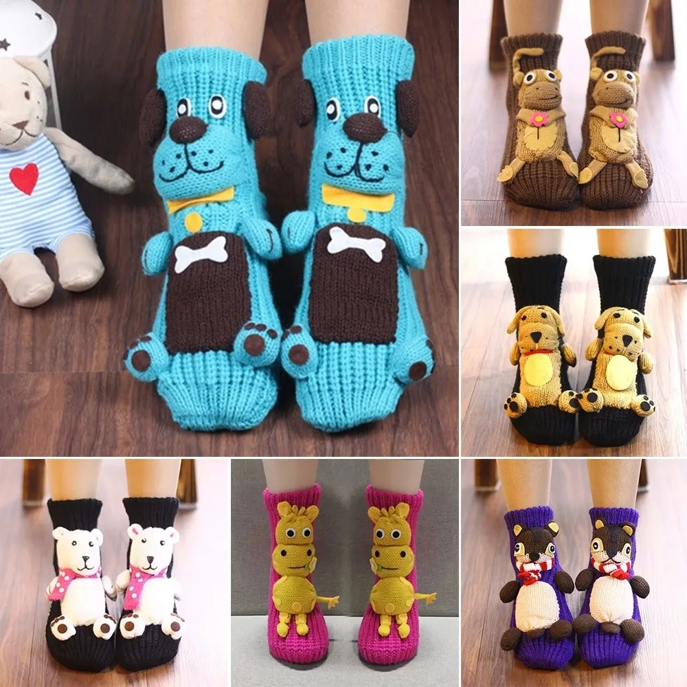 

New 3D Prints Christmas Socks Hand Crocheted Thick Novelty Floor Socks Breathable Warm Middle Tube Socks for Men & Women