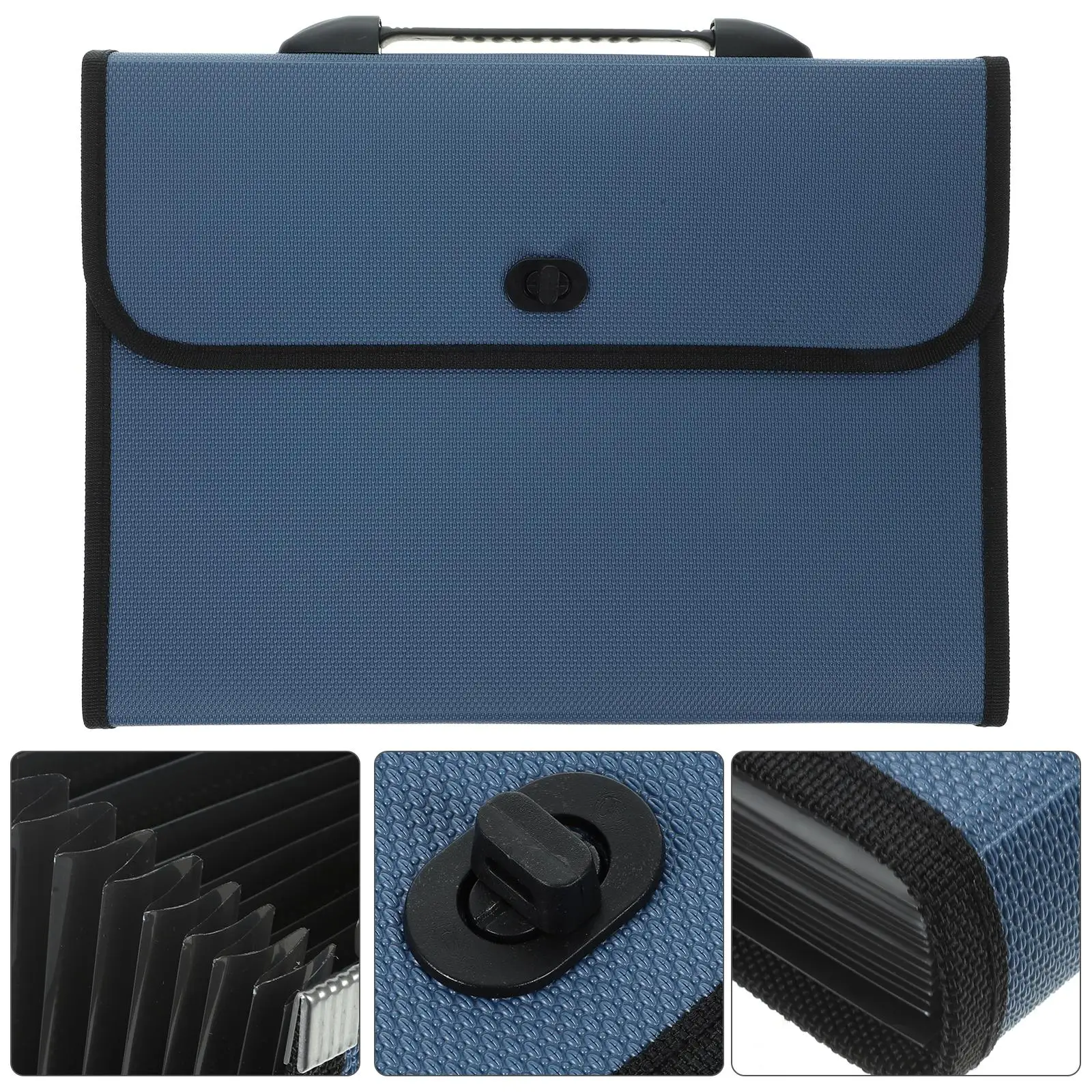 Blue Accordion File Folder A4 Document Organizer 13 Layers Paper Storage Student Office Wear Resistant Vertical Insert