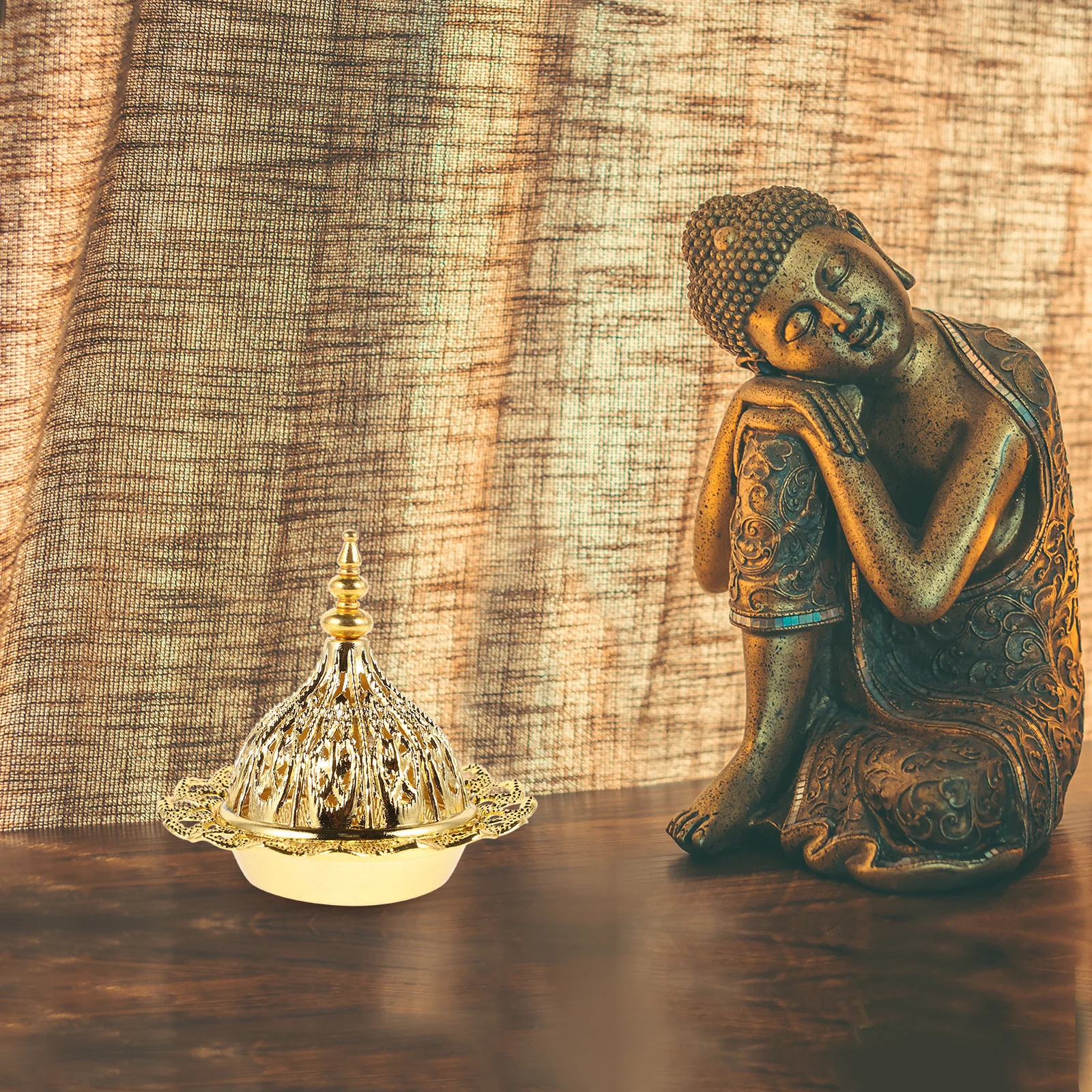 

2Pcs Metal Gold Incense Burners Hollow Arabic Design Cone Stick Holder for Meditation Aromatherapy Home Decor Spiritual