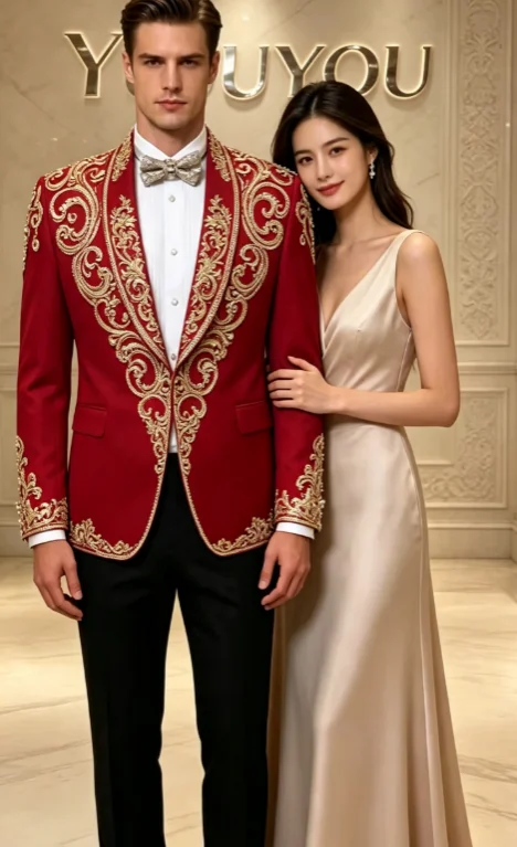 Luxurious Beaded Wedding Tuxedos Crystal 2 Piece Set Jacket Pants Shawl Lapel Men Suit Noble Trim Fit Party Suits Customized