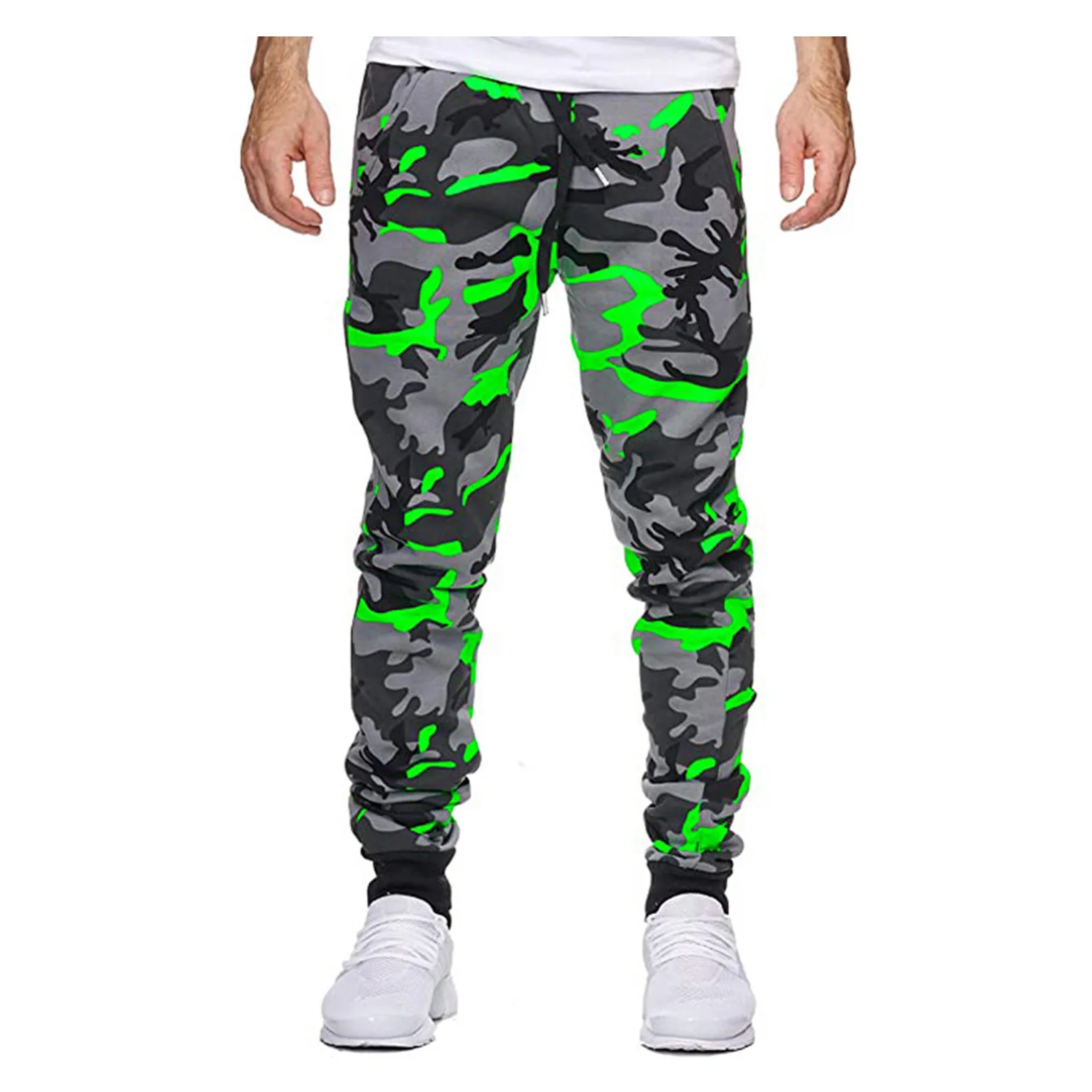 

Fashion Men'S Sport Pants Trend Color Camouflage Printed Sweatpants Casual Drawstring Fitting Sweatpants Spring Fall Hiking Pant