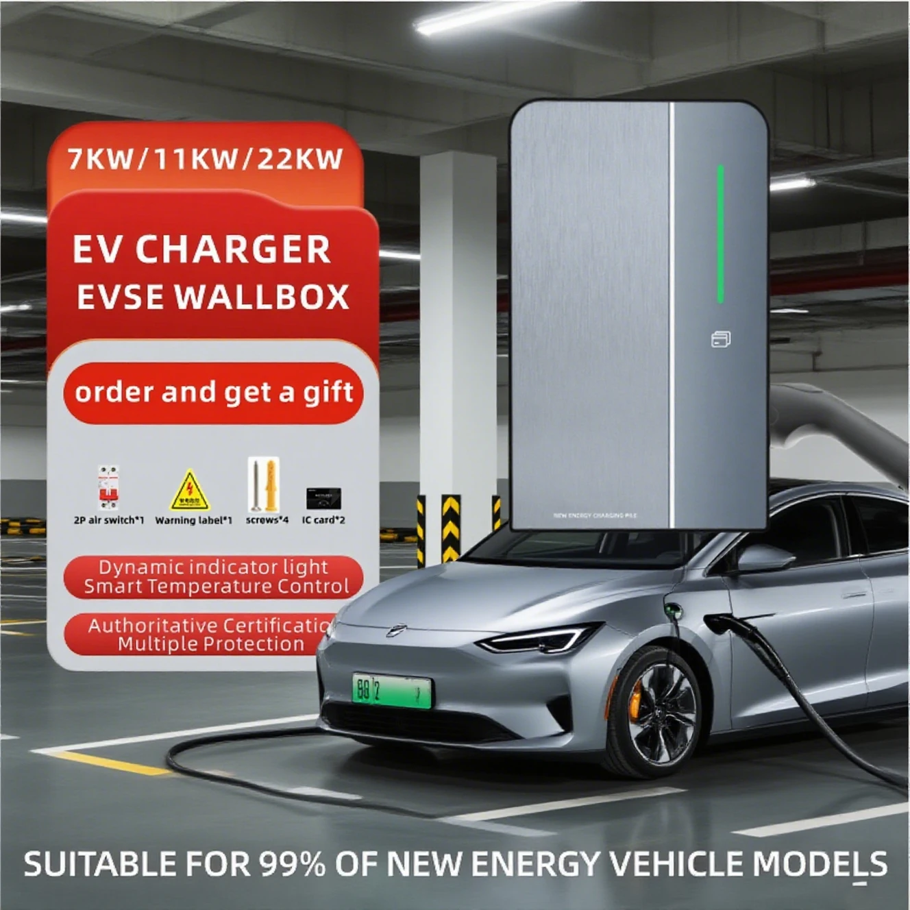 ROMADA 32A IEC62196 Type2 GBT20234 EV cargador 22KW estación de carga trifásica cargador de coche EVSE Wallbox con aplicación Bluetooth Control