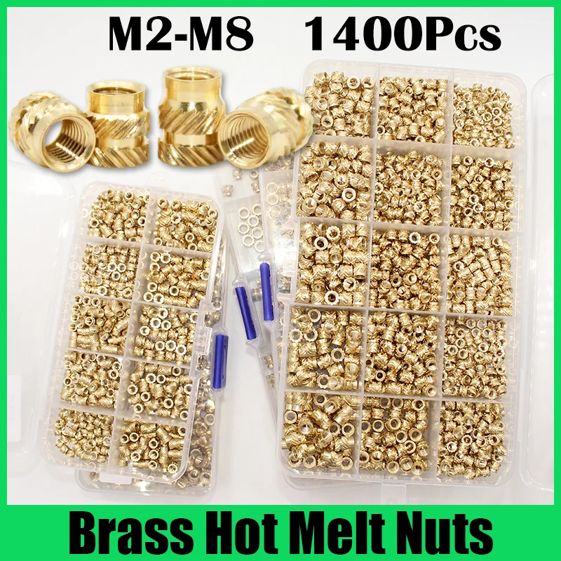 Brass Hot Melt Insert Nut Set M2 M2.5 M3 M4 M5 M6 Brass Thread Heat Molding Double Twill Injection Embedment Nut For 3D Printer